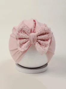 1pc Baby Girls Faux Cashmere Lace Bow Hat, Perfect Gift For Girls