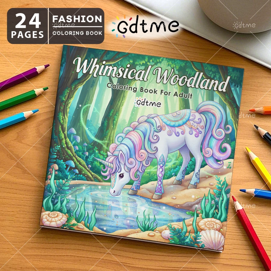 Magical Forest: Adult Coloring Book, 24 Pages Of Exquisite Designs, Cute, Relaxing, Christmas Gift, New Year Gift, Birthday Gift, Party Gift, Back To School Gift, Easter, Mother's Day Gift, Stationery, Size 7.9x7.9 Inches