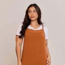 Women's Long Viscolycra Dungarees Jumpsuit Without Pockets - Comfortable, Casual And Stylish - 駝色 - 查看 4