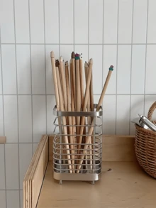 Minimalist Kitchen Chopstick Holder, Stainless Steel Cutlery Utensil Holder, Draining Countertop Chopstick Holder Storage Rack - Multicolor - View 6