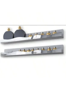 Estante de acrílico plateado para esmalte de uñas, estante de pared de 15 pulgadas para esmalte de uñas, estante de almacenamiento y exhibición para gafas de sol, aceites esenciales - Espejo plateado - Ver 6