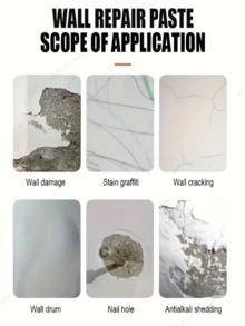 JUE FISH Wandreparaturpaste, geeignet zum Ausbessern von Nagellöchern, Rissen, Abblätterungen, Graffiti, Flecken und Kratzer in Wänden. Geruchlos, mit guter Haftung, effektiv gegen Wasser- und Staubeindringen, hitze- und kältebeständig, blättert auch bei hoher Luftfeuchtigkeit oder Temperatur nicht ab, einfach anzuwenden.