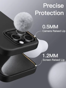 Liquid Silicone Case Compatible With IPhone 17 16 15 14 13 12 11 Pro Max Mini Plus Air 8 7 6s Plus Se3 Se2 Case, , Full Body Protective Cover, Slim, Soft Matte, Anti-Fingerprint (Black) - Black - View 5