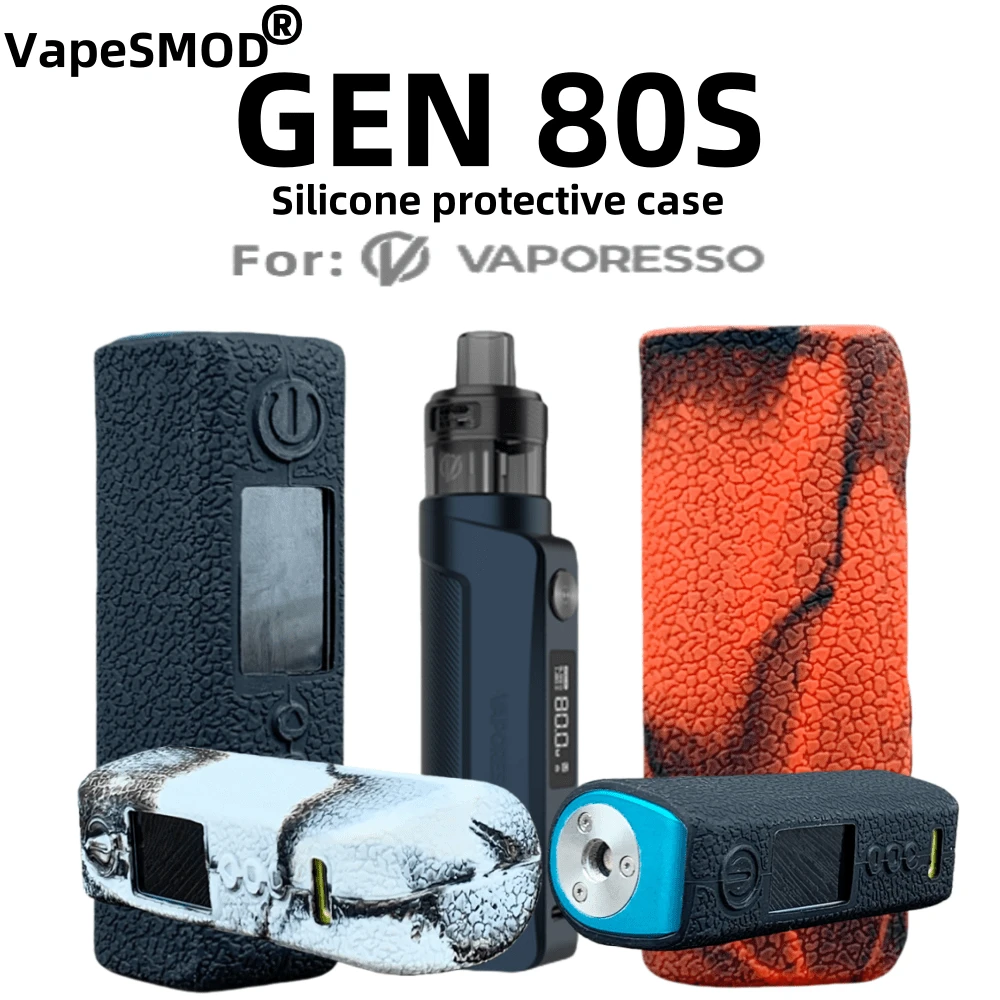 VapeSMOD 适用于Vaporesso GEN 80S的彩色电子烟保护套，硅胶材质，高端软壳纹理设计，防尘防震保护套 [不含设备]