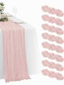 12/6/3Pcs Cheesecloth Table Runner Spring Decor 10ft Boho Gauze Cheese Cloth Runner For Easter Tea Wedding Party Baby Bridal Shower Birthday Table Decorations - Multicolor - View 3
