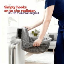 1pc Hanging Cat Radiator Bed, Pet Warm Wool Basket Cradle Hammock, Luxury Hanging Cat Bed, Foldable Cat Hammock, Light Gray, Can Be Used With Cat Entertainment Devices - Multicolor - View 8