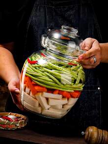 2500ml Glass Fermentation Jar With Water Seal - Handmade Charm For Kimchi, Pickles, Sauerkraut - Glass Pickle Jar, Canning Jar, Fermentation Kit