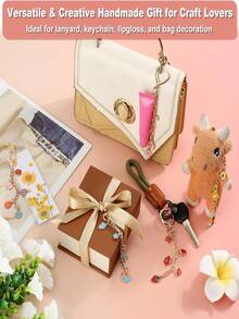 198pcs Lip Gloss Keychain Making Kit, DIY Craft Set Includes Pendant, Keychain Hook, Split Ring, Lobster Clasp, Chain And Tools, Jewelry Making Kit For Custom Keychains, Bags, Gifts - Keychain Set - View 7