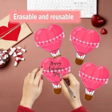 12张情人节爱心热气球贴纸 - 粉色爱心自粘姓名标签，可用于座位卡、礼品袋、派对/教室装饰及浪漫礼品包装配件 - 小熊 - 查看 5