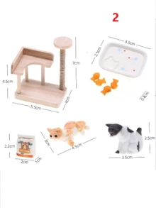 娃娃屋迷你猫咪攀爬架装饰，迷你客厅家具摆件，派对礼品，迷你家居装饰配件，迷你模型 - 彩色 - 查看 2