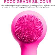 Silicone Face Cleansing Brush, Hot & Cold Face Exfoliating Scrub For Cleaning, Exfoliating And Massage, Waterproof Electric Face Brush For Men & Women - 粉色 - 查看 5