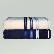 Set Of 2 Large, Thick, Super Absorbent, Soft Bath Towels, 100% Cotton, Lumix, 80cm X 1.50m - KIT2B-LUMIX-C1 - 白藍/海軍藍 - 查看 5