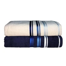 Set Of 2 Large, Thick, Super Absorbent, Soft Bath Towels, 100% Cotton, Lumix, 80cm X 1.50m - KIT2B-LUMIX-C1 - 白藍/海軍藍 - 查看 3