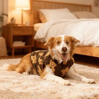 Chaleco de peluche con patrón de perro grande y oso de peluche, tejido con tela elástica de gamuza, adecuado para Pit Bulls/Labradores Retrievers/Retrievers Dorados/Doberman Inu/Bulldogs