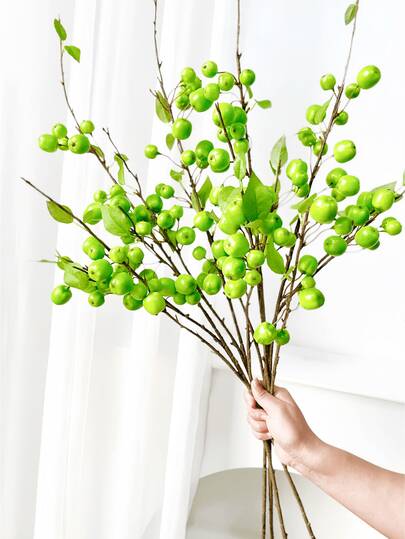 1/2/3 Cây nhân tạo 75cm với táo xanh, lá giả với bạch đàn dùng để treo tường, phòng khách, phòng ngủ, đám cưới, trang trí tiệc, nhồi bàn. Nhà, trang trí bàn làm việc, nhà bếp, đám cưới, bàn, đồ trang trí trung tâm, văn phòng, vườn, ngoài trời, nhà, trang trí sân, trang trí mùa xuân, mùa hè, mùa thu và mùa đông