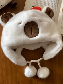 Capybara Cute Capybara-Themed Hat, Multicolor Apple Capybara Hat, Capybara Party Hat, Animal Hat, Capybara Knitted Hat For Winter Warmth, Washable By Hand, Party Decoration Embroidered Knitted Hat [Please Refer To The Actual Product Color And Note That Lighting May Cause Color Differences.] - Multicolor - View 10
