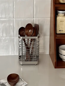 Minimalist Kitchen Chopstick Holder, Stainless Steel Cutlery Utensil Holder, Draining Countertop Chopstick Holder Storage Rack - Multicolor - View 12