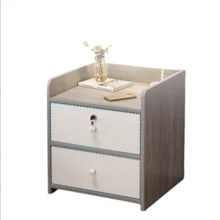 Mesita de noche moderna, práctica mesa auxiliar - mesita de noche con dos cajones - Gris Claro - Ver 2