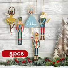 5 قطع من ديكورات عيد الميلاد، شجرة عيد الميلاد الخشبية الصغيرة، دمية الفأر الأميرة راقصة البالية، الملك الجندي، ديكور لمشهد الحفلة الخارجية، ديكور الغرفة، ديكور المنزل، ديكور معلق للنافذة، ديكور حفلة العطلات - متعدد الألوان - مشاهدة 7
