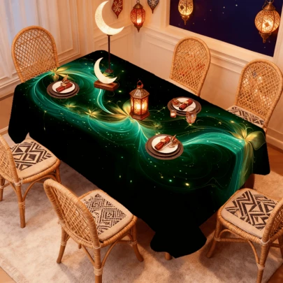 1/20 piezas Set, Este mantel presenta un delicado patrón de luna y farolillo, lo que lo convierte en una opción perfecta para la decoración de la cocina y el comedor, la decoración del hogar y la decoración del festival islámico. Hecho de tela de poliéster duradera.