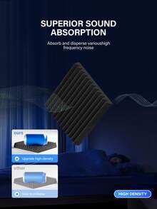 TMJD MISS 12pcs - 12x12x1/2 Inch Acoustic Treatment Wall Panels, For Recording Studio, Music Room, Gaming Space, Podcast, Soundproofing & Noise Absorption Material | Polyester Wedge Acoustic Foam | Double-Sided Adhesive - Multicolor - View 6