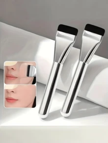 1pc One-Stroke Foundation Brush, Flat Head Flawless Bare Skin Base Makeup Brush, Lightweight Seamless Concealer Makeup Brush, Flexible Skin-Friendly, Quick Application, No Brush Marks, Dense Bristles, Sheer Makeup Finish, Suitable For Foundation Brushes, Essential Makeup Tool, Holiday Gift, Birthday Gift, Perfect Gift For Loved Ones - Multicolor - View 2