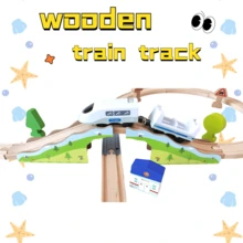 1盒木制火车轨道套装，儿童木制火车轨道，扩展包内含木制房屋和树木，木制火车轨道配件 - 激发创造力，木制火车轨道扩展包，适合3-7岁男孩女孩的生日礼物 - wooden toy - 查看 4