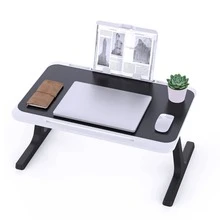 Laptop Bed Tray Desk Adjustable Laptop Table Foldable Portable Laptop Desk With Storage Drawer Or Bookstand For Eating Breakfast On Bed/Couch , Working, Writing, Gaming, Drawing(Black Or Grey) - with built-in bookstand-black - 查看 1