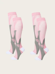 2 Pairs/Pack Unisex Professional Compression Knee-High Fitness Marathon Running Socks - Multicolor - View 7