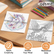 Adult Unicorn Coloring Book, Beautiful & Dreamy, 24 Pages Bold Design, Comfortable & Cute, Christmas Gift, New Year Gift, Birthday Gift, Party Gift, Back To School Gift, Easter, Mother's Day Gift, Stationery, Size 7.9x7.9 Inches - Unicorn - View 6