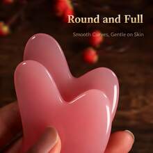 Facial Gua Sha Tool Resin Massager, Heart Triangular Shape Face Scraper, Beauty Massage Stick For Jawline Cheekbone, Lymphatic Drainage Skin Care Tool - 淺粉色 - 查看 3