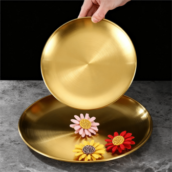 1 pieza de bandeja decorativa dorada de alta calidad, una solución de almacenamiento premium, duradera y lujosa de acero inoxidable adecuada para almacenar cosméticos, joyas, perfumes, velas, regalos festivos, decoraciones navideñas, arreglos de Acción de Gracias, celebraciones de Año Nuevo, sorpresas del Día de San Valentín, bandejas de baño de acero inoxidable, bandejas de exhibición de cosméticos y joyas, bandejas de perfume y bandejas de velas de aceites esenciales.