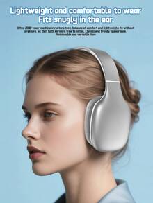 Wireless Low-Delay Over-Ear Headphones, Bluetooth Headset With Radio Function, Plug & Wireless Support, Rechargeable Headphones For Gamers, Movie Lovers & Gifts - Silver - View 4