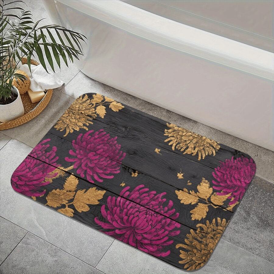 Decorative Diatom Mud Floor Mat With Vibrant Floral Print And Soft Non Slip Surface For Bathroom Entryway Kitchen Home Décor - 白色 - 查看 1