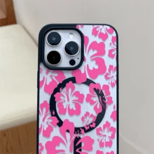 Patrón floral, carcasa de teléfono simple y de moda para iPhone 11 / 12 / 13 / 14 / 15 / 16 / Pro / Max y Galaxy plus / Pro / S22 / S23 / S24 / s25 / ultra / fe. Muy adecuado como regalo de vacaciones, regalo de San valentín. - Negro - Ver 2