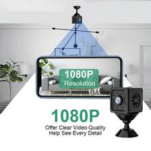 1pc 1080P Full HD Smart Hidden Camera With Infrared Night Vision, Motion Detection And Loop Recording, Supports Remote Mobile Viewing, USB Charging, Easy Installation, Suitable For Office And Home Security Monitoring, Indoor/Outdoor Use, Mini Nanny Cam - Black - View 8