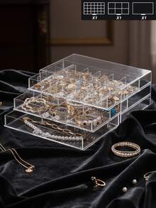 5-Layer 120-Compartment Jewelry Storage Boxes, Drawer-Style Rings, Earrings, Necklaces, Jewelry Sorting Boxes, Jewelry Storage Boxes, Jewelry Display Boxes, DIY Jewelry Storage Boxes, Transparent Jewelry Accessory Storage Boxes, Multi-Functional Storage Boxes - 透明色 - 查看 13