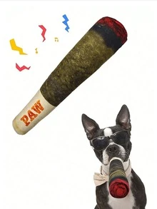 1pc Pet Realistic Plush Cigar Doll, Makes Sound, Pet Chew Doll For Teeth Cleaning, Suitable For Medium & Small Dogs, Perfect Gift For Pets - Multicolor - View 1