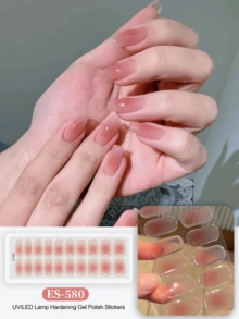 万圣节EMI水晶凝胶美甲贴纸，透明底胶，20片装，需配合UV灯使用，沙龙品质，持久耐用，ES20跨境批发单件直发，与红色美甲贴纸同款，指尖美甲贴纸 - 淺粉色 - 查看 8