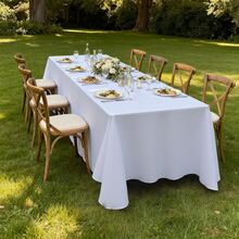 1pc White Wrinkle-Resistant Polyester Tablecloth - Suitable For Halloween, Christmas, Birthday Party Decoration, Outdoor Picnic, Wedding, Camping, Kitchen - White - View 9