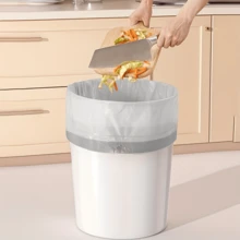 Paquete de 10 rollos con 200 bolsas de basura con cordón de 200 colores: extra gruesas, duraderas, a prueba de fugas, resistentes al calor, sin olores, ideales para cocinas, baños y oficinas. - Gris - Ver 2