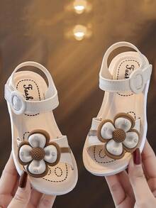 Girls Sandals Fashion Toddler Little Big Kids Princess Summer Beach Soft Bottom Slippers - White - View 1