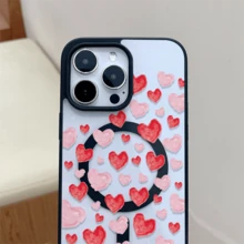 Patrón de corazón, carcasa de teléfono móvil simple y de moda, para iPhone 11 / 12 / 13 / 14 / 15 / 16 / Pro / Max y Galaxy plus / Pro / S22 / S23 / S24 / s25 / ultra / fe compatible. Muy adecuado como regalo de vacaciones, regalo de San valentín. - Negro - Ver 2