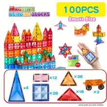 40/100pcs Medium Magnetic Building Blocks Toy Set, With Car Magnetic Blocks Set, Stacking Blocks Toys For Boys/Girls, Children Building Blocks Set, Birthday/Christmas/Halloween Gift - Multicolor - View 8