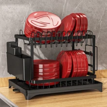 Multifunctional Kitchen Dish Drying Rack, Countertop Dish Organizer Holder - Multicolor - View 6