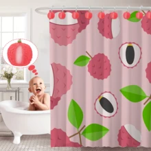 12Pcs Red Lychee Decorative Shower Curtain Hooks With Built-In Ball Bearings. Features Waterproof, Rust-Resistant Metal Rings For Easy And Secure Installation. Suitable For Bathroom, Bedroom, And Kitchen Accessories.