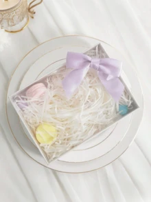 Nơ ruy băng satin màu oải hương 2" Nơ satin tự dính dùng để gói quà Nơ satin làm sẵn kèm băng dính hai mặt dùng để làm đồ thủ công, trang trí tiệc sinh nhật, tiệc cưới - Màu tím nhạt - Xem 3