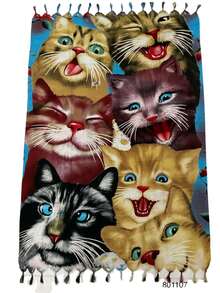 Large Women's Beach Sarong, Polyester, Kitten Design - Kittens - View 2
