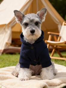 PETCIRCLE 1pc Pet Clothes Dog Cat Apparel Small Dog Puppy Cute Pet Autumn Winter Warm Casual Top Windproof Cold-Proof Adventure Dinosaur Sweatshirt - Navy Blue - Navy Blue - View 3