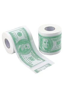1 Roll Of 100 Dollar Bill Toilet Paper, Household Toilet Paper For Dollar Bill Printing, Novel Gifts, Household Cleaning Products, Party Supplies, Holiday Gifts - White - View 5
